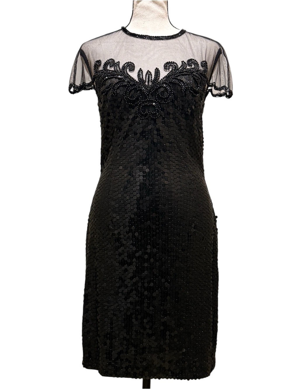 Niteline Vintage Black Sequin Beaded Cocktail Dress Size 8 EUC